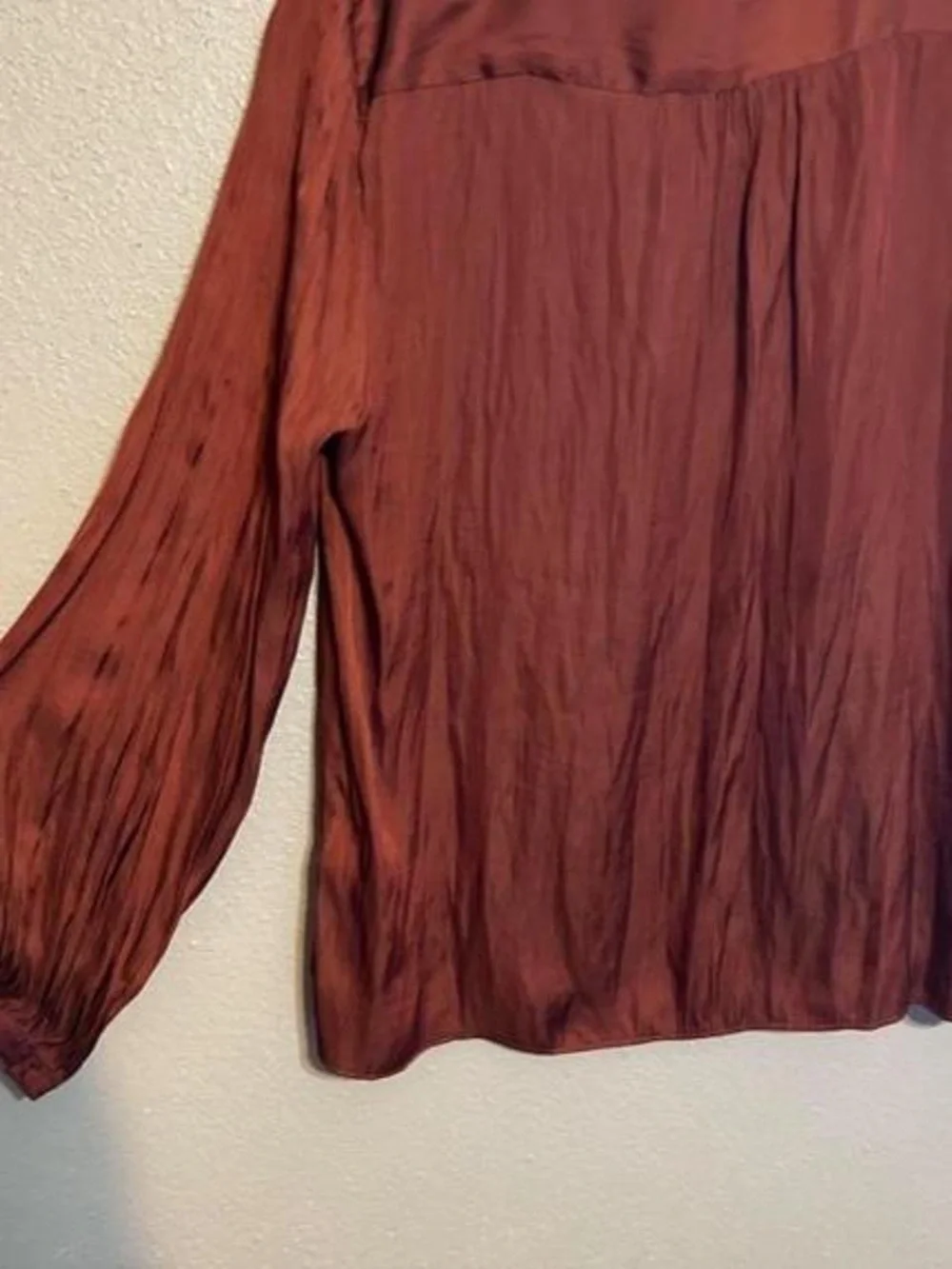 J. Crew Rust Red Tie-Neck Long-Sleeve Blouse